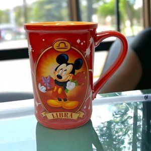 Disney Store Mickey Mouse Libra Zodiac Sign Mug Red 6 in Orange Interior